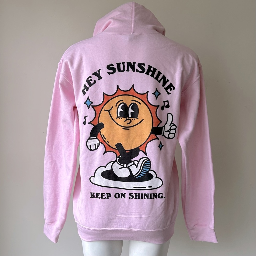 🌼 'HEY SUNSHINE' Hoodie in Pink, Unisex S (fits Womens S/M) NEW
